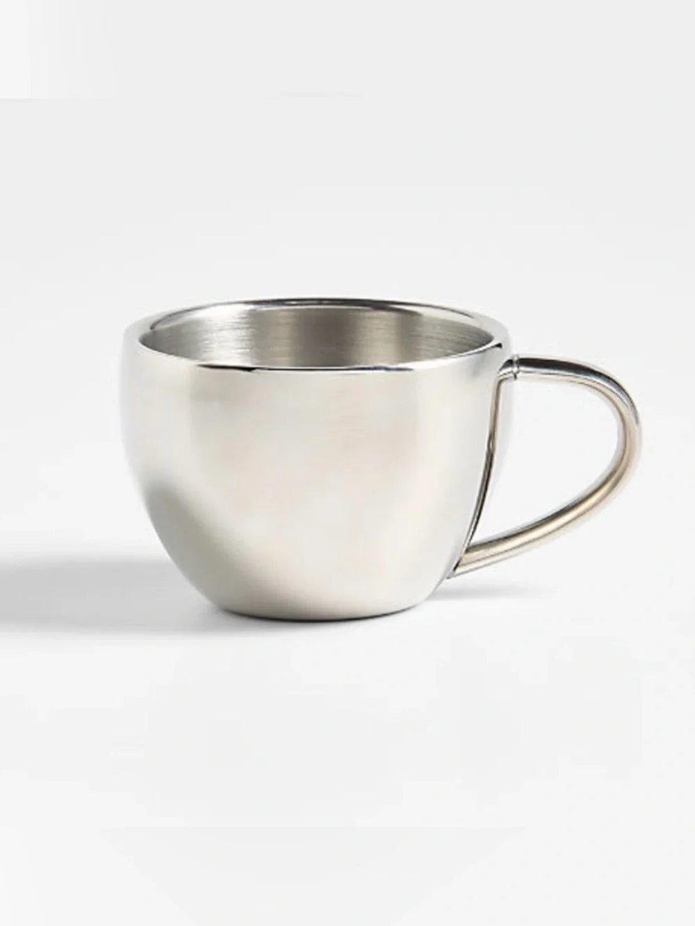 Crate & Barrell Stainless Steel Espresso Cups and Stand.